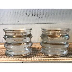 Pair Set of 2 1998 Royal Gallery Czech Crystal Candlestick Holders Geometric